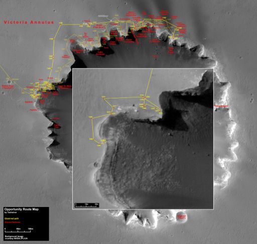 Opportunity route map to sol 1,291