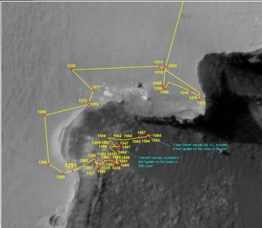 Opportunity's route map to sol 1,584