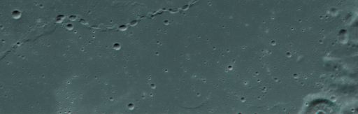 Red-blue anaglyph of a chain of lunar craters