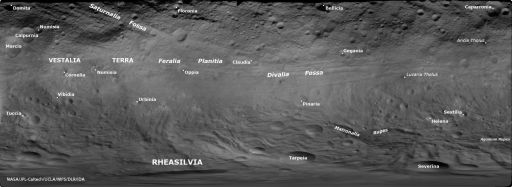 Vesta's place names as of January 2012