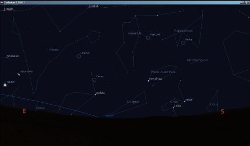 Aquarius shortly after midnight (Southern Delta Aquarids Radiant)