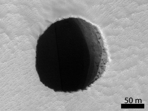Cave entrance on the flank of Arsia Mons