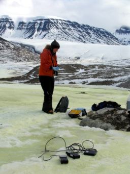 Dahmnait Gleeson collects microbial samples