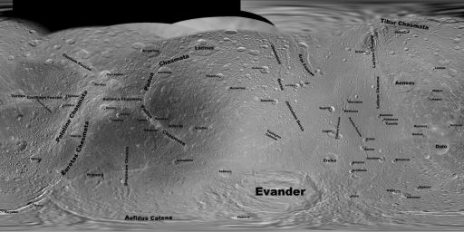 Feature names on Dione