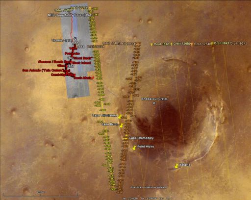 Google Mars: MOLA tracks over Opportunity landing site
