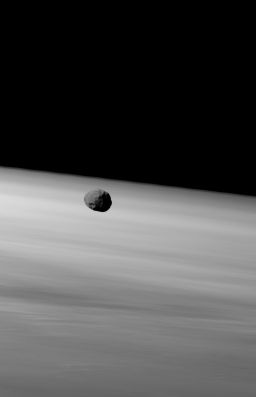 Phobos below the Martian limb