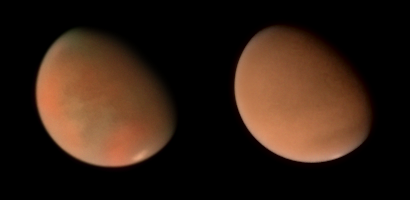 Hubble Space Telescope views of Mars' developing dust storm