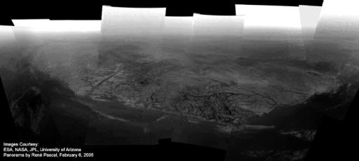 Panorama of the channels at the Huygens landing site