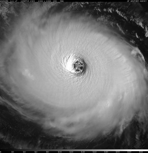 Hurricane Isabel's pentagonal eye