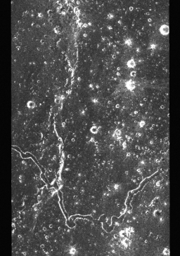 Wrinkle ridge cutting sinuous rille