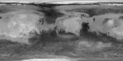 Mars Global Surveyor TES albedo map of Mars (2000)