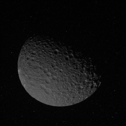 Cosmic ray hits on a Cassini image of Mimas