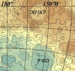Topographic map of the Moon (detail)