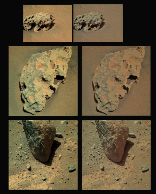 Color images made from raw JPEGs (left) and archived images (right)