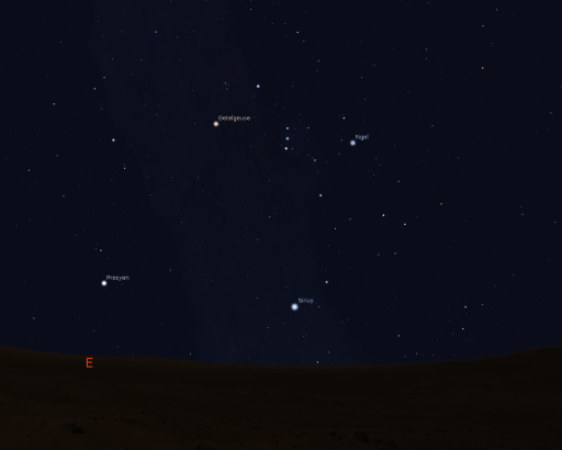 Orion at 10:00 p.m. in early December
