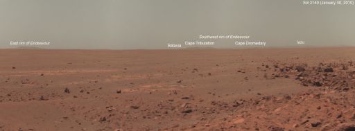Opportunity horizon panorama, sol 2140
