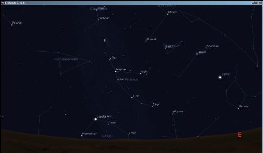 Perseus shortly after midnight (Perseids Radiant), August 2011