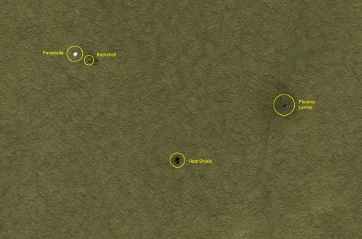 Phoenix landing site monitoring from HiRISE: July 20, 2008 (Phoenix sol 55)