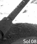 Phoenix lander leg on sols 8, 31, and 90