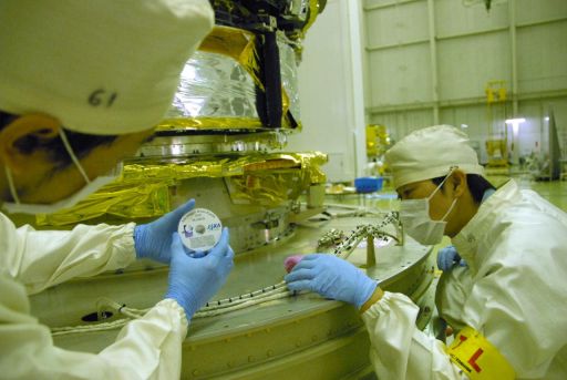 Preparing to mount the DVD on IKAROS