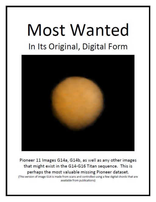 Wanted: Pioneer data in digital form