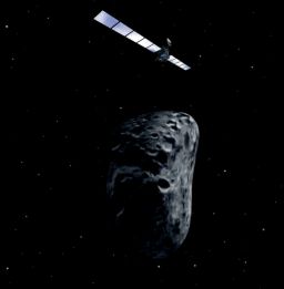 Rosetta flies by an asteroid