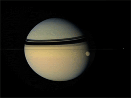 Titan, Dione, and Saturn
