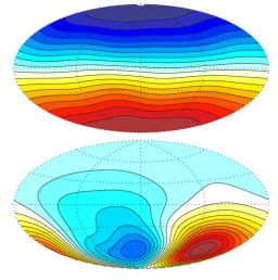 Radial component of the magnetic field on Earth and Mars