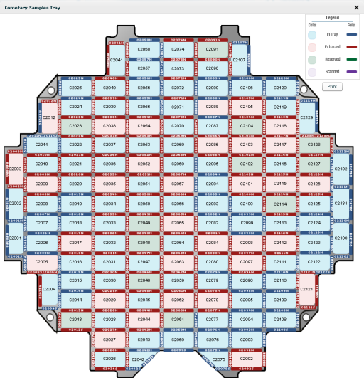 The Stardust Sample Catalog Tray View