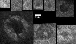 Quasi-circular features in the Titan-13 RADAR swath