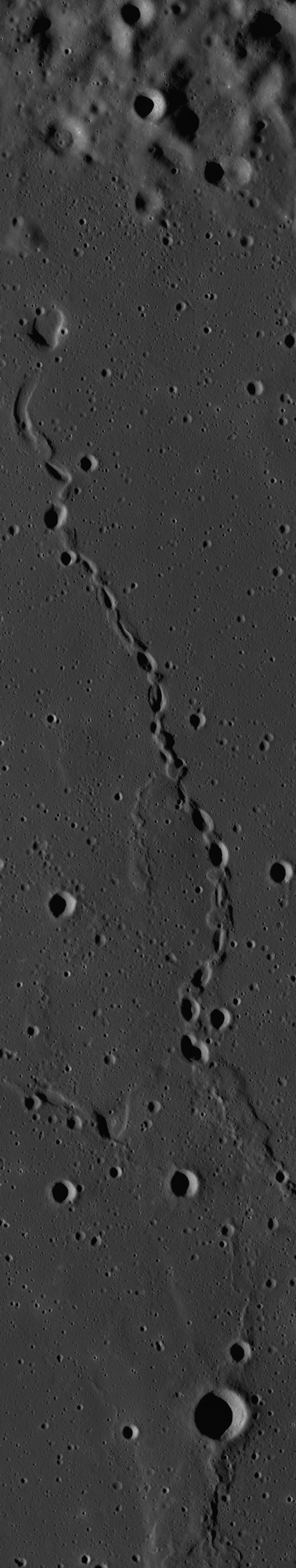 Chain of Elliptical Craters on the Moon (wide & detail)