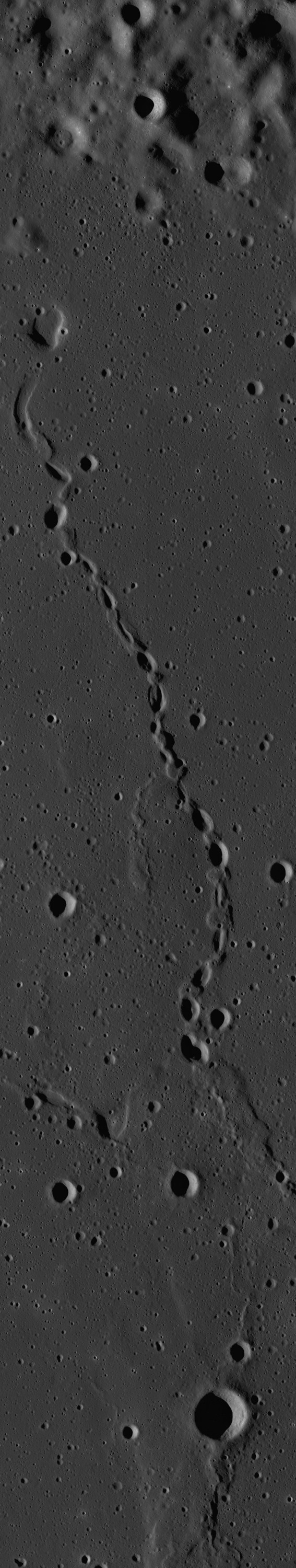 Chain of Elliptical Craters on the Moon (wide & detail)