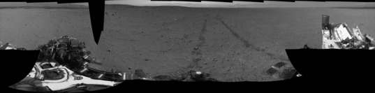 Curiosity sol 29 post-drive Navcam panorama