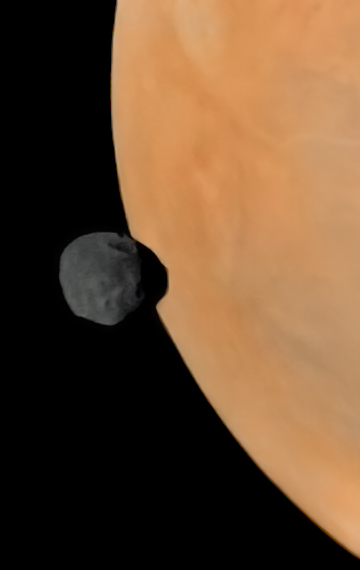 Phobos crossing Mars' limb from Phobos 2