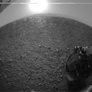 Highly processed version of Curiosity sol 0 rear hazcam image