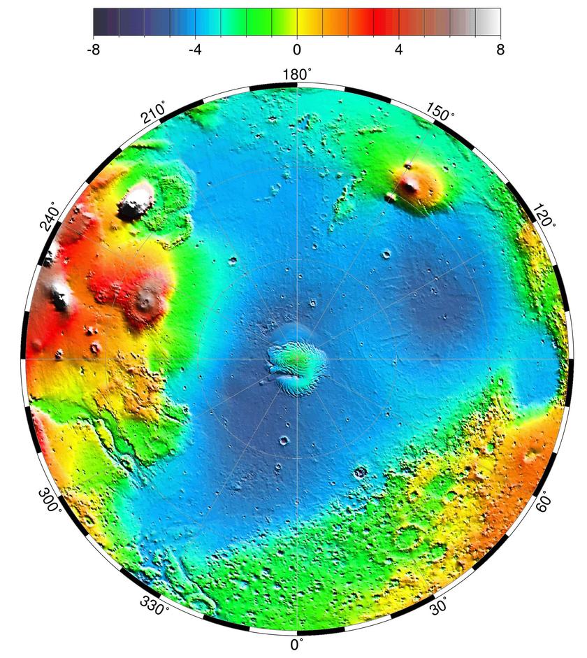 Topographic map of Mars' northern hemisphere  The Planetary Society