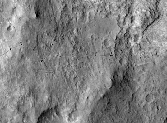 Curiosity route map to sol 55