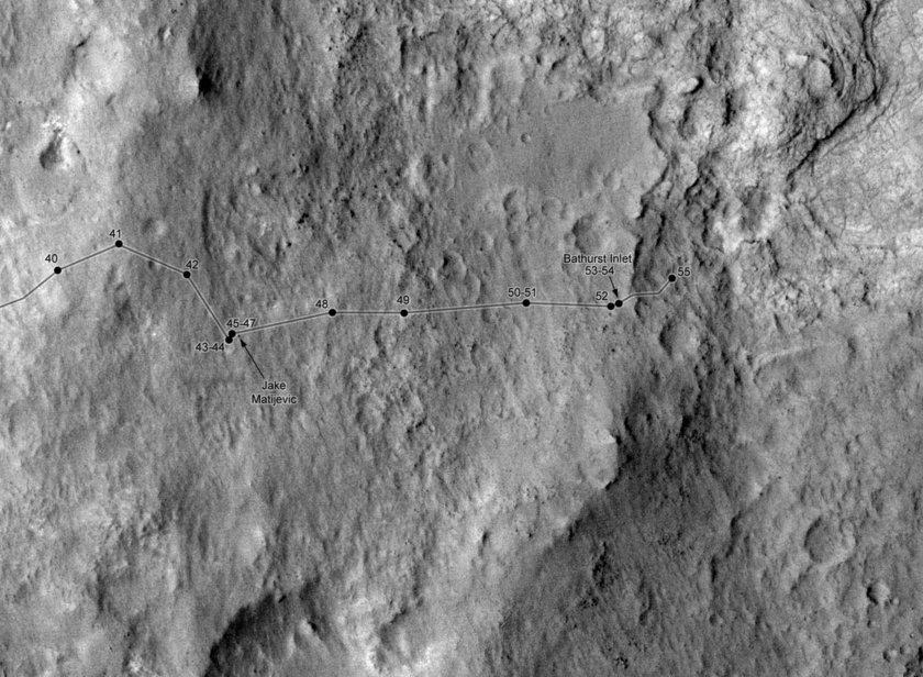 Curiosity route map to sol 55