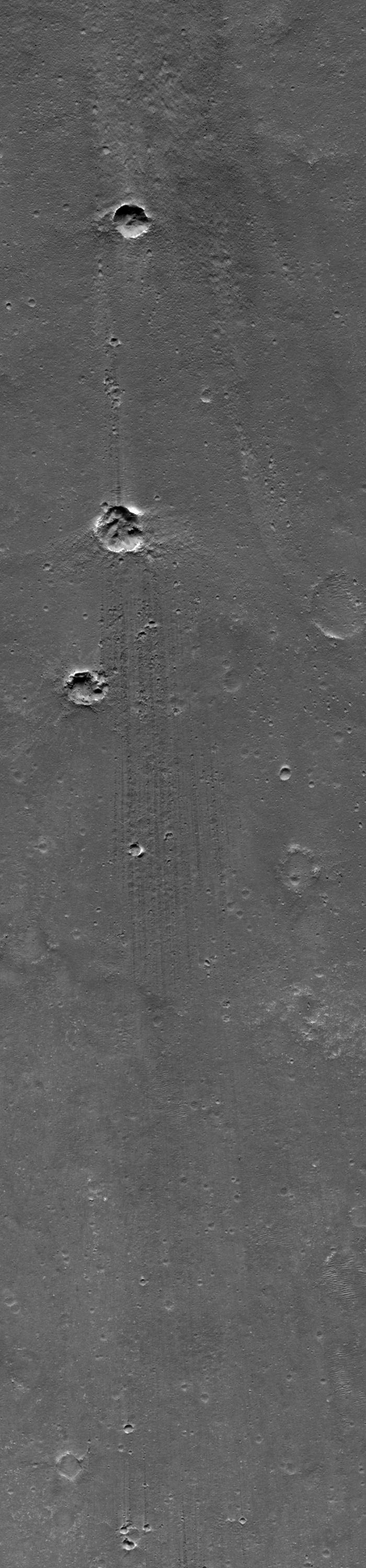 Butterfly crater on Mars (zoom on ray)