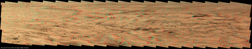 Curiosity 3D color panorama from Point Lake, sols 107-109