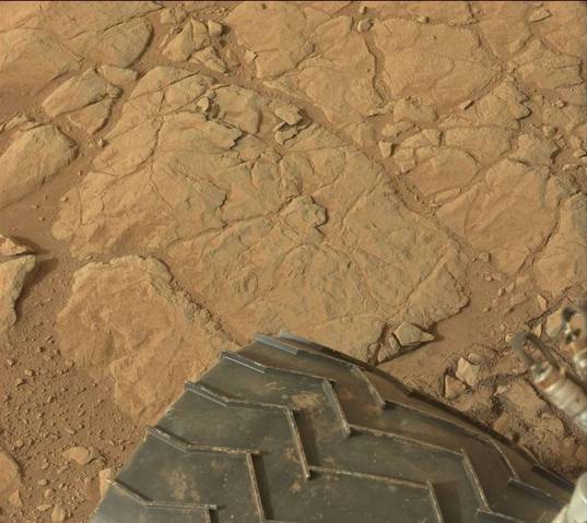 Veiny rocks underfoot, Curiosity sol 137