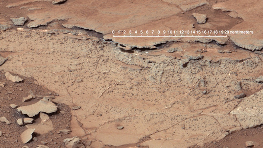 Spherules in Yellowknife Bay, Curiosity sol 139 (December 25, 2012)