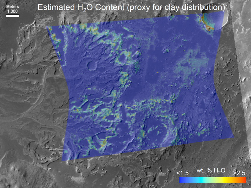 Map Of Estimated Water Content Of Rocks Forming The Eberswalde Crater