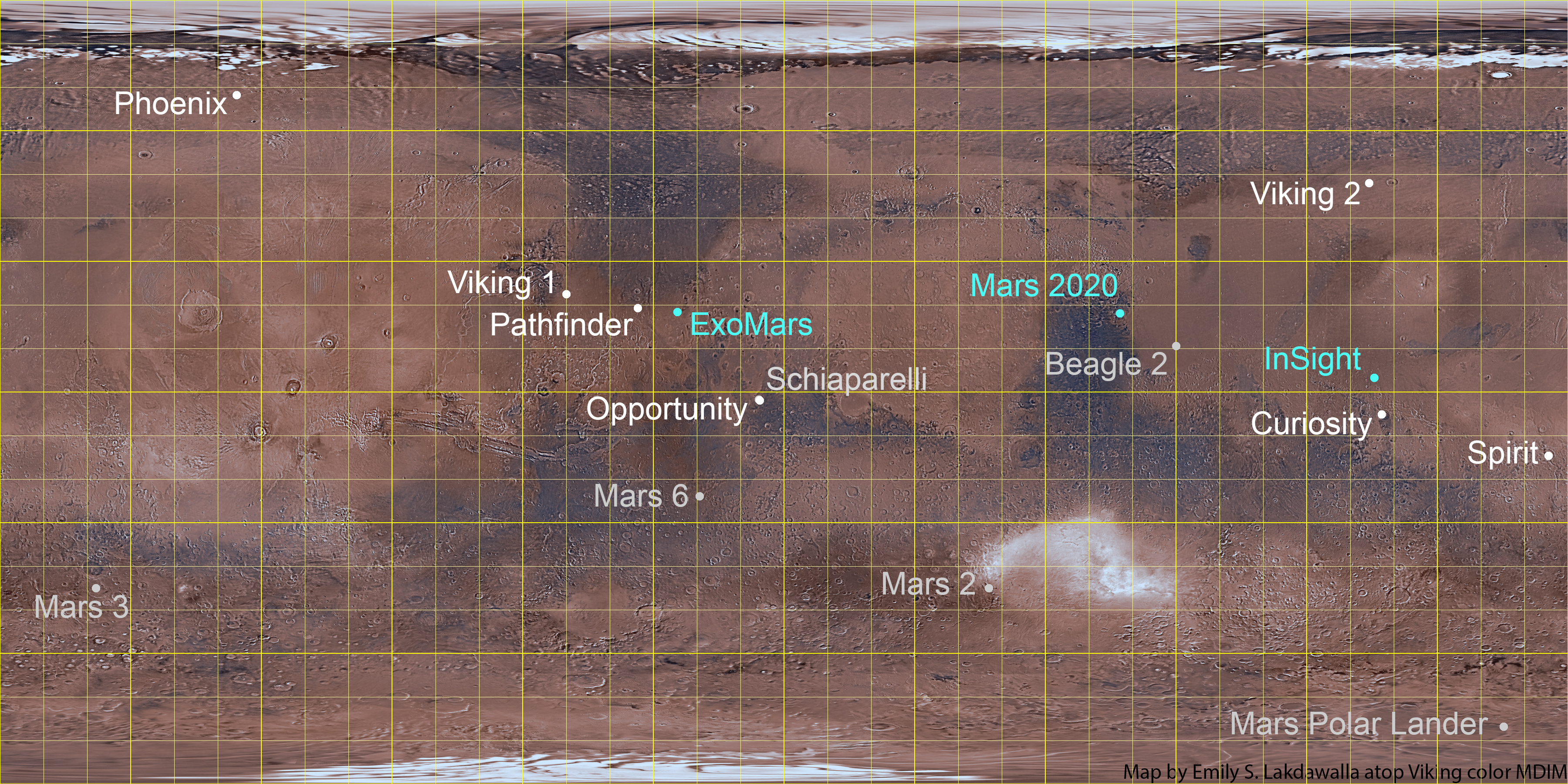 Map Of All Mars Landing Sites As Of November The Planetary Society Map Of All Mars Landing Sites As Of November The Planetary Society