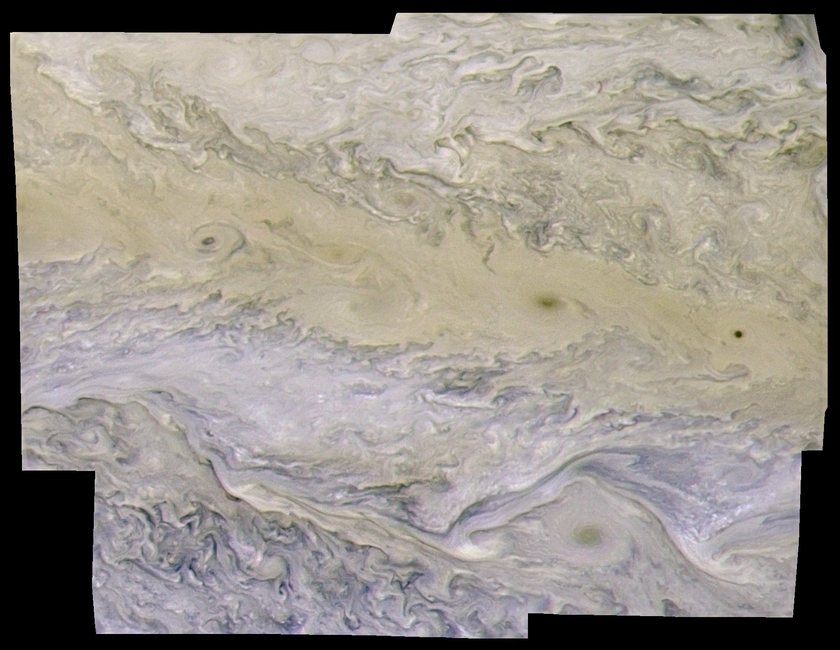 Swirling clouds in Jupiter's north
