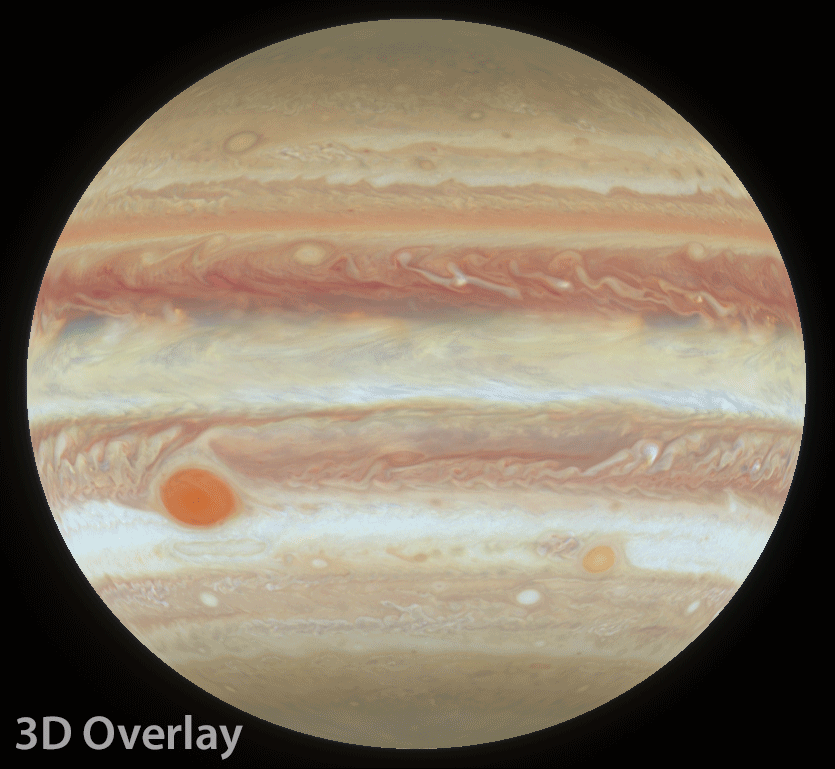 Jupiter real image, 3D overlay (modified)