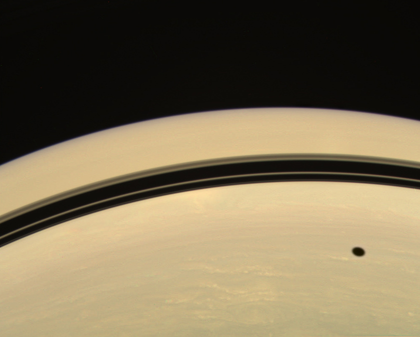 Lines and circles in shadows on Saturn