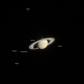Saturn family portrait (taken 20 months before Cassini orbit insertion)