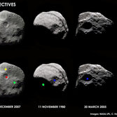 Views of Epimetheus from Cassini and Voyager