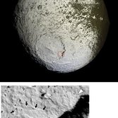 Large, lobate landslide in Iapetus' Engelier basin